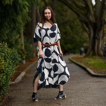Block Print Dress - Black Sunset — photo 1