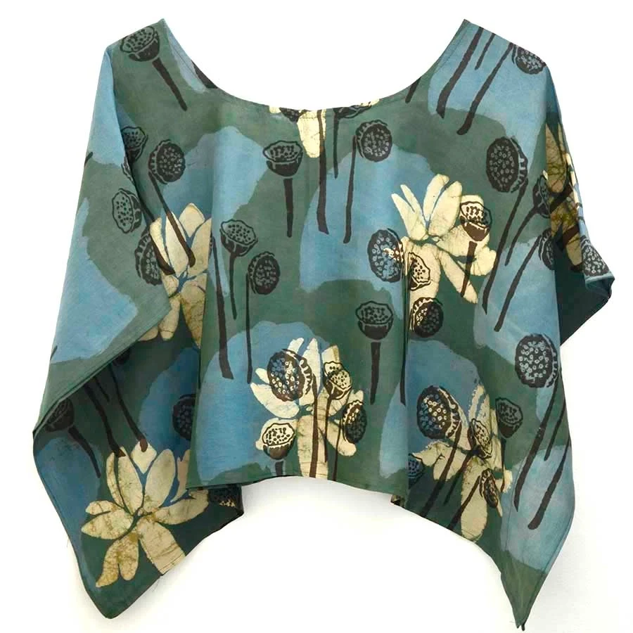 Block Print Crop Top - Lotus Garden — photo 1