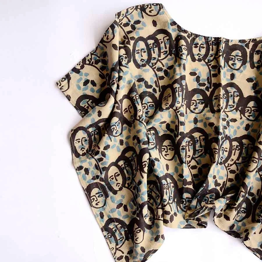Block Print Crop Top - Expressions — photo 1